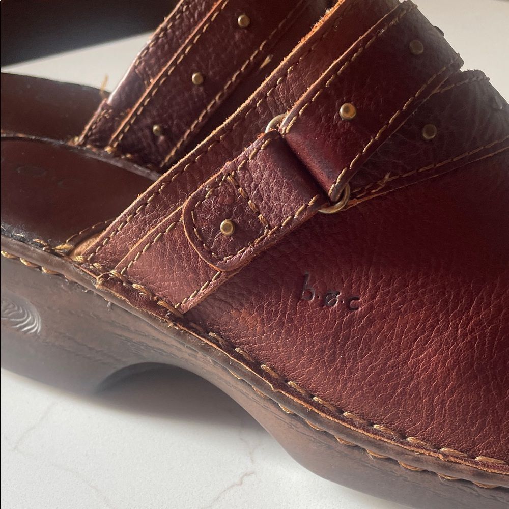b.o.c. BORN Women's Rich Brown Real Leather Clogs Sz 10 Boho Slides Comfort - Picture 3 of 8